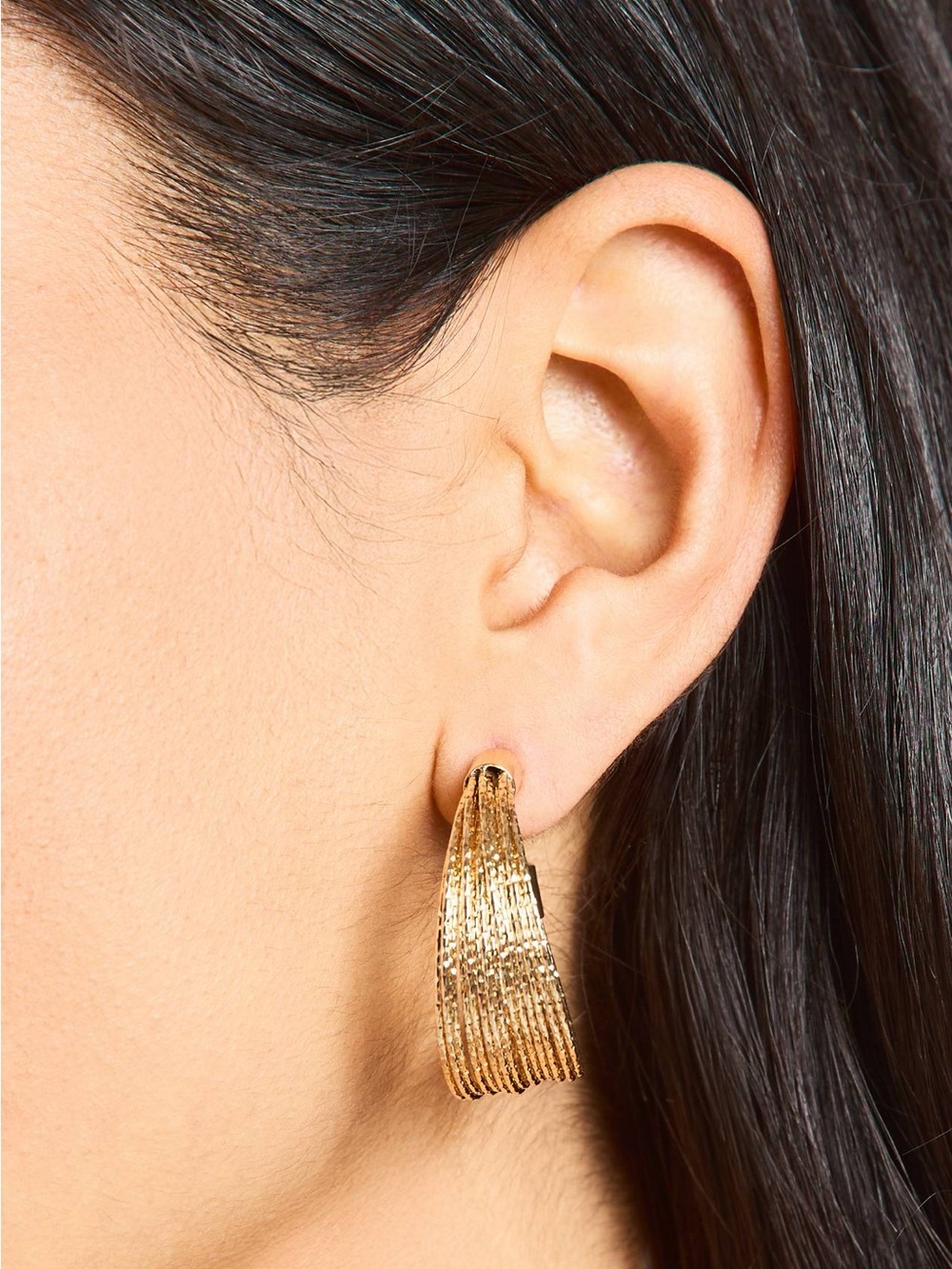 Gold tone Multi-Strand Hoop Earrings